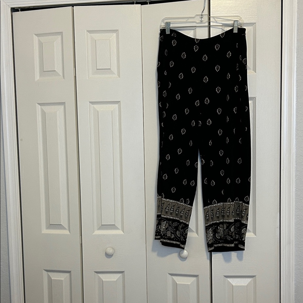 J. Jill Black and White Wide Leg Pants